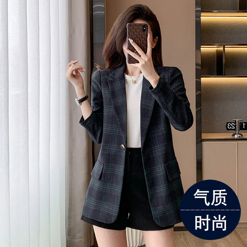 Plaid Blazer for Women 2026 New Spring and Autumn British Style Petite Suit Elegant Casual Women's Blazer Plaid Blazer for Women 2026 New Spring and Autumn British Style Petite Suit Elegant Casual Women's Blazer