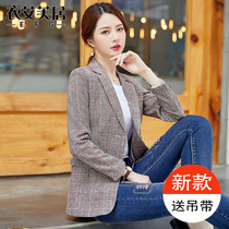 2021 autumn and winter New plaid suit female celebrity Xiaoxiang wind Net red small suit professional fashion casual coat Han