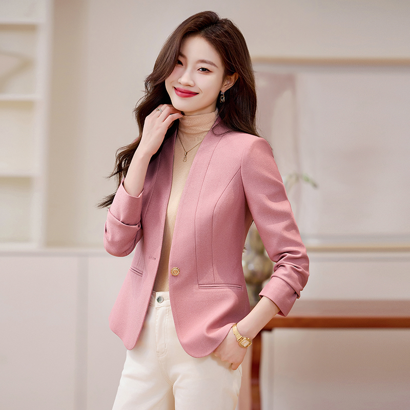 Pink Collarless Blazer for Women 2026 New Spring and Autumn Slim Fit Formal High-End Commuter Professional Small Suit