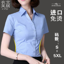 Pure Colour Cotton Shirt Woman Short Sleeve Career Minimalist Overalls Slim Student Shirt Scal-up Code Work Suit Positive Dress