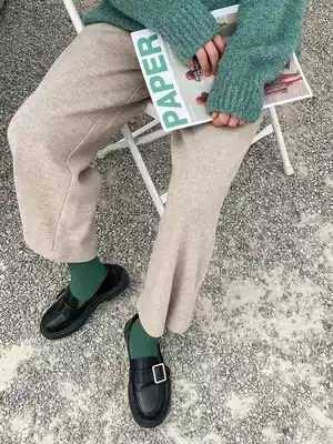 Pregnant Women wide leg pants autumn and winter wear 2021 new casual knitting loose large size thick straight pants nine Korean version