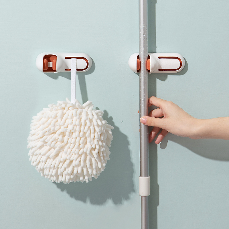 Powerful mop hook free hole broom mop clip Wall mount hook buckle nail-free wall powder room toilet artifact