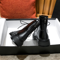 Martin Boots Woman Flat Bottom Spring Autumn Season Single Boots 2021 New slim 100 hitch short cylinder Chains locomotive boots sweet and cool