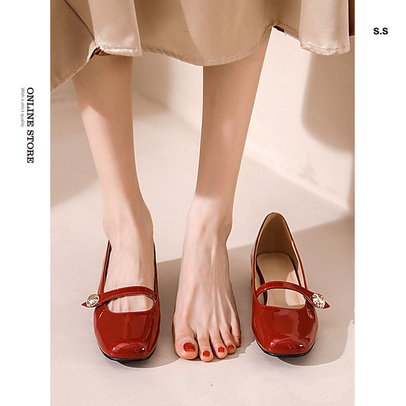 seventeen Aunt Style Retro Mary Rare Shoes Woman 2022 Spring Autumn New Flat Bottom Coarse Heel Single Shoes Wedding Shoes Bridesmaid Shoes