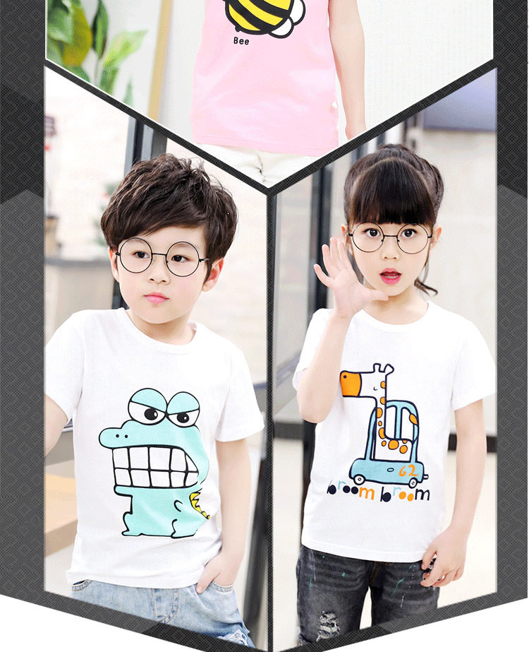 Trẻ em cotton ngắn tay T-Shirt trai mùa hè ăn mặc nửa tay t cô gái áo Hàn Quốc phiên bản của cậu bé lớn bông con đáy áo triều áo thun bé trai