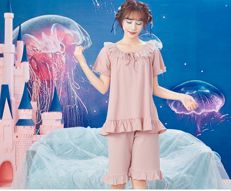 Chyllirn / 茜 đồ ngủ nữ mùa hè hai mảnh cotton phục vụ nhà - Bộ Pajama đồ bộ thun lạnh