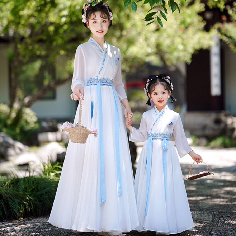 Ethnic Chinese Style Traditional Performance Clothing, Sister Dresses, Tang Suit, Girls' Parent-Child Hanfu, Mother-Daughter Outfits, Modernized Ancient Style