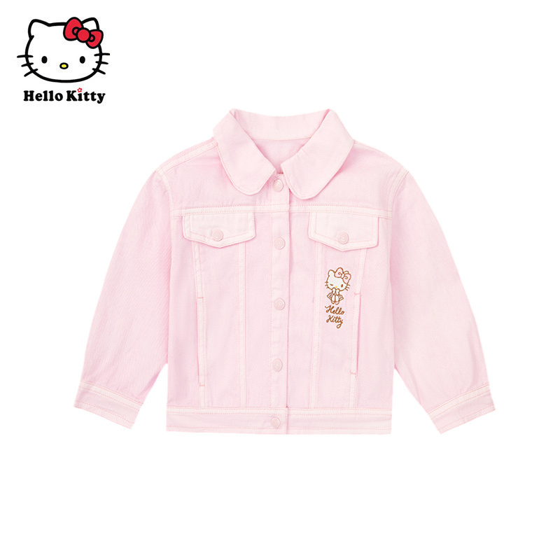 Hello Kitty Girls' Spring and Autumn Denim Jacket Baby Casual Jacket