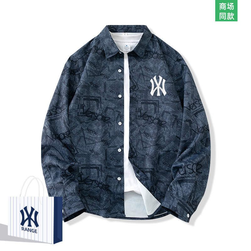 Outlet American-Style Trendy Plaid Shirt Jacket for Men, New Spring and Autumn Versatile Casual Top with a Turn-Down Collar