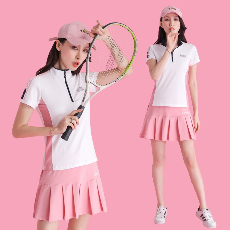 Summer badminton suit suit women's tennis suit sports suit skirt New short-sleeved trouser suit casual baseball skirt jersey