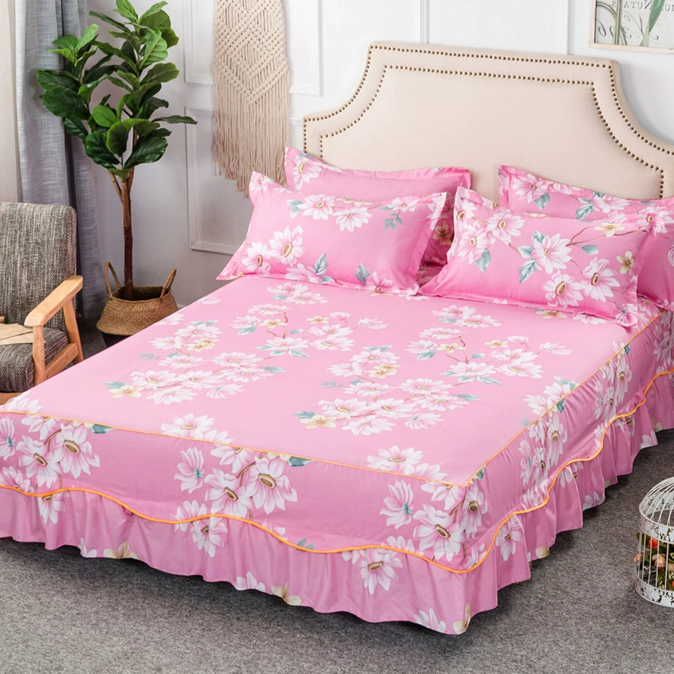 Phiên bản Hàn Quốc của công chúa trải giường ngủ váy đơn mảnh ba mảnh nệm giường 1,2 / 1,5 / 1,8 m bông chống trượt váy giường