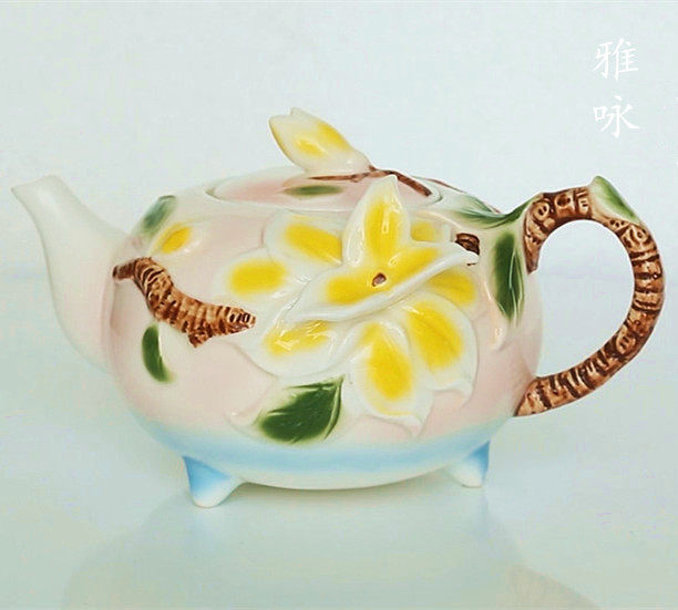Enamel Porcelain Jade Orchid Teapot Tea Tea Tea Tea Ceremony Wedding Celebration Gift Ceramic Creative Gift flange Home
