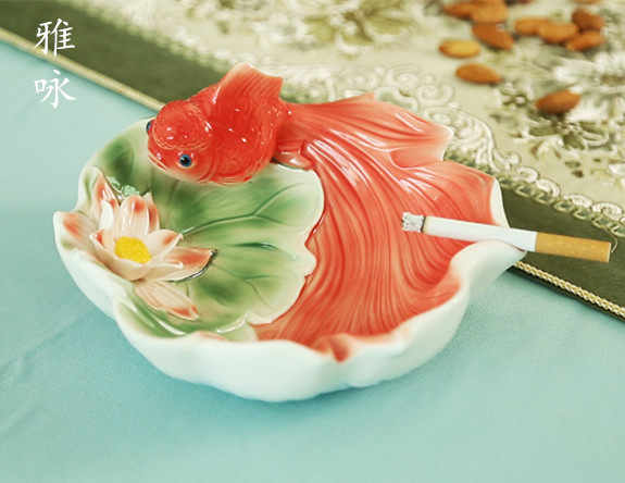 European style living room goldfish lotus large ceramic ashtray home personalized office multifunctional candy dish creative