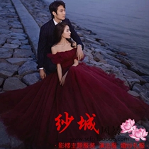 2020 photo studio theme costume tailing Photo wedding dress seaside location photography couple photo tour wine red dress