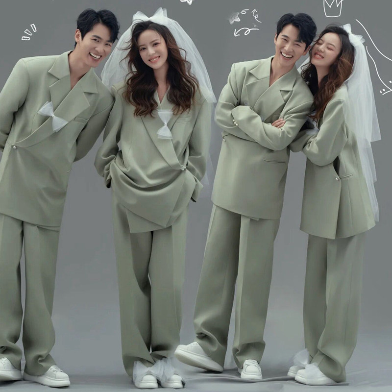 New studio interior magazine style theme clothing minimalist suit wedding photography couple outfit photo photo dress