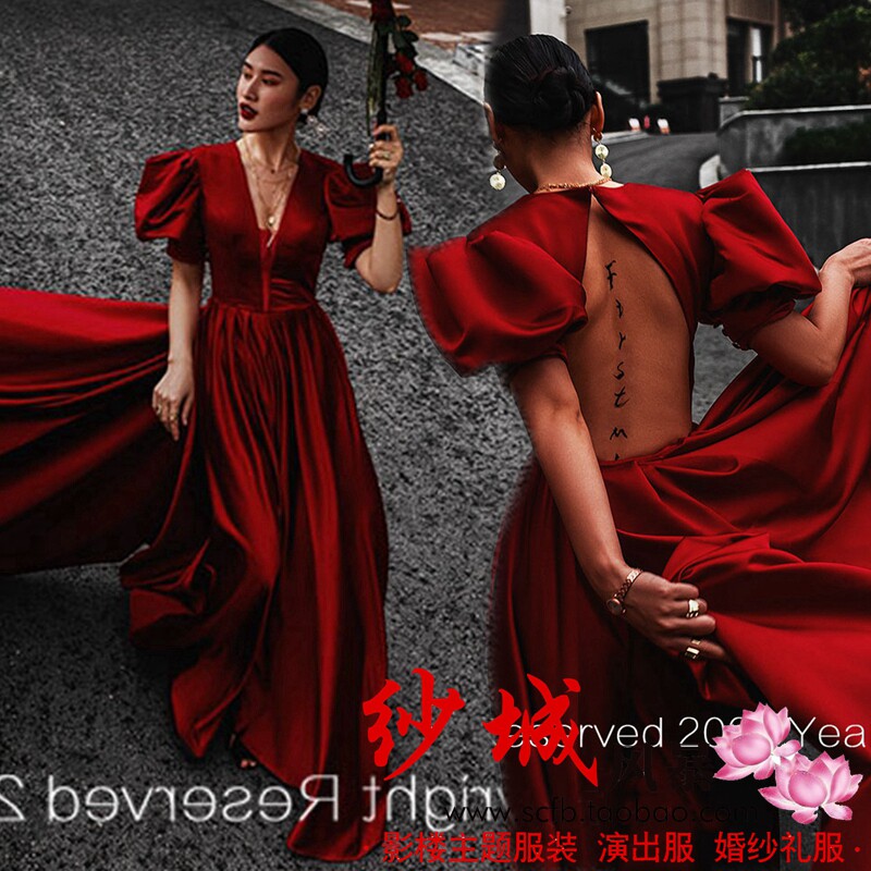 2020 street photography studio theme clothing travel photography wedding photography couple photo red satin trailing photo dress