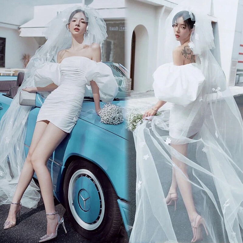 Exterior Personality Street Photography Wedding Photo Clothing Studio Theme Photography Wedding Dress Small Fresh Travel Photography Short Skirt Photo Dress