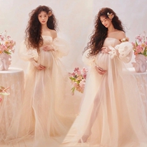 Photo Studio Pregnant Mommy Large Size Photo Clothing Colored Yarn Art Fairy Wedding Dress Big Belly Art Photo Photo Dress