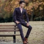 Studio mới Sọc dọc Nam Hàn Quốc Slim Nam Suit Suit Suit Lưu trữ Ảnh Nhiếp ảnh Trang phục - Suit phù hợp bộ vest nam