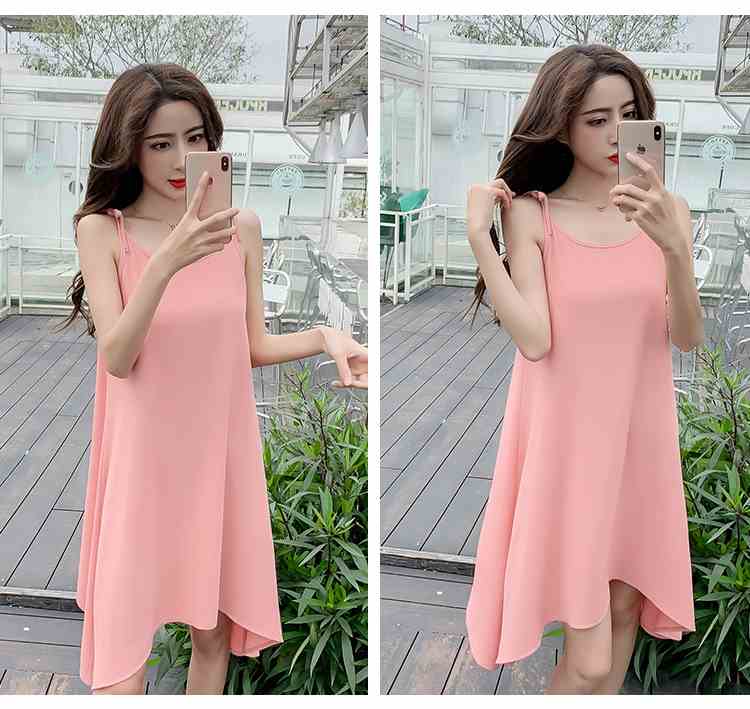 Màu đỏ với áo dài nữ 2019 một chiếc váy dây buộc dây không tay gợi cảm - A-Line Váy mẫu đầm xòe hoa đẹp nhất