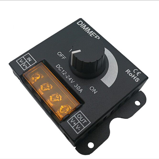 30A high power LED dimmer 12v monochrome lamp with knob dimming switch 24v soft light strip energy saving controller