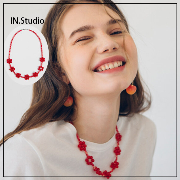INstudio 20 Summer Korean designer brand FANTASTIC PLANET colored flower necklace