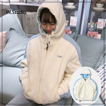 Anti-season discount ~ INstudio Korea 19 autumn designer brand FCMM embroidery sandwich hooded jacket