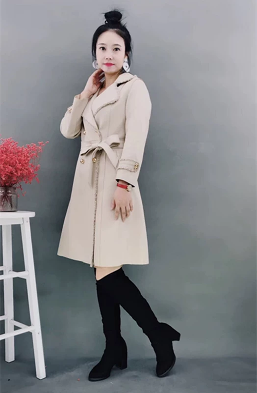 Áo khoác nữ mùa thu mới 2018 của Ji Jiayi QJY-18Q822 là áo khoác nữ mùa thu mỏng và dài - Trench Coat áo khoác nữ mùa đông