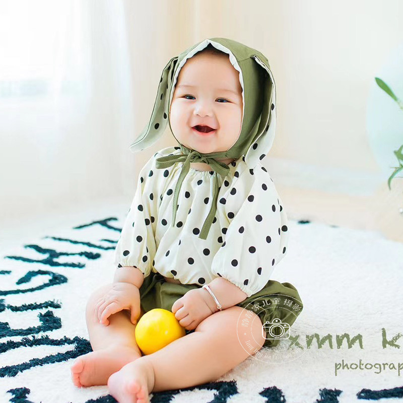 100 days baby photography clothing Rabbit green children's photography clothing cute spring and autumn photo studio photo clothing