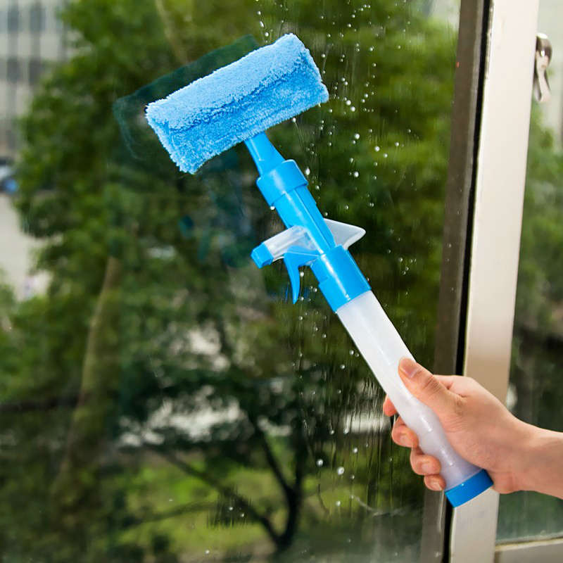 Sprayable double-sided glass cleaning tool multi-function scrub window shave glass scraper window brush