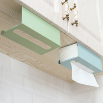 Kitchen towel rack non-perforated iron paper rack household napkin rack cabinet door drawer wall-mounted