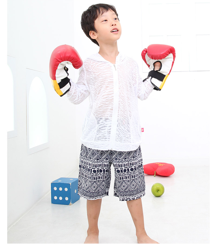VENDIS EXTREME quần trẻ em cha mẹ đi biển quần bơi nam và nữ quần short màu đen hình học năm điểm 	quần áo đi biển gia đình	