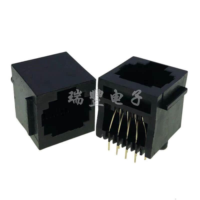 RJ45 Full plastic 5224 Vertical 52-8P8C without shielding network route socket RJ45 socket 180 degree with ear