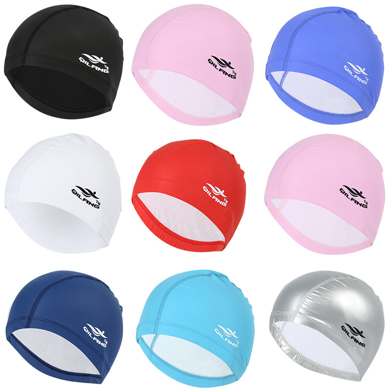 New products Adult Buhat comfort Bremen Men and women General length hair care Pure Color Professional PU Coated Swimming Cap Big