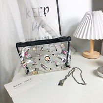 Export printed transparent PVC splicing waterproof wash bag large capacity portable cosmetic bag large premium storage bag
