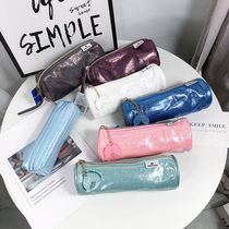 Fashion beautiful pearlescent bright face small cosmetic bag portable student stationery pen bag large capacity cosmetic brush storage bag