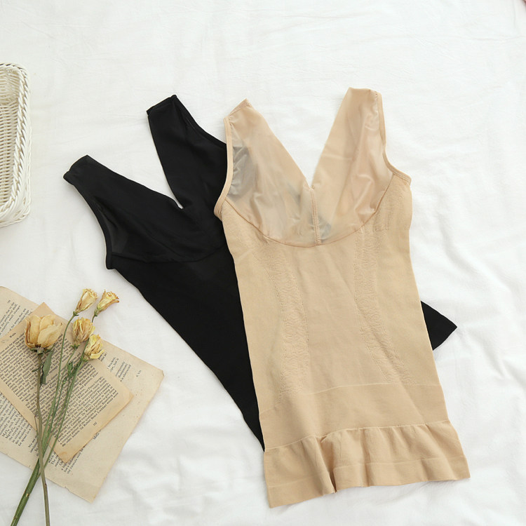 Special price~Brand Yu single V collar breathable and comfortable gauze splice and strip bottom body to the belly vest woman