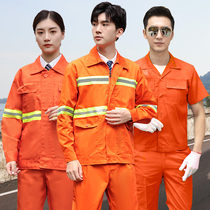 Sanitation workers work clothes suit mens summer long and short sleeve tops Municipal engineering cleaning reflective strip labor protection clothes