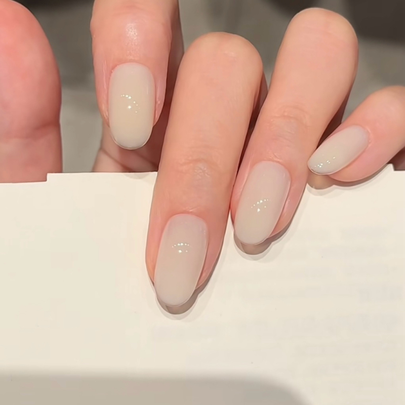 Purely Handmade Milky White Short Oval Ice-Clear Nude Color Wearable Nails Nail Decoration Solid Color Nail Patches Removable Purely Handmade Milky White Short Oval Ice-Clear Nude Color Wearable Nails Nail Decoration Solid Color Nail Patches Removable