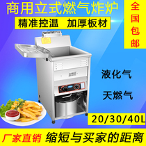 Burger Shop Upright Gas Single Cylinder Fryer Commercial Large Capacity Gas Fryer Machine Fries Chicken Steak Machine