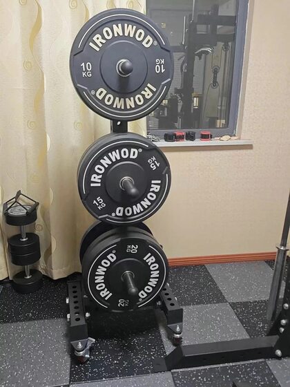 Movable Large-Spaced Barbell Plate Rack, Barbell Plate Storage Rack, Heavy-Duty Plate Storage Rack, Barbell Storage Rack