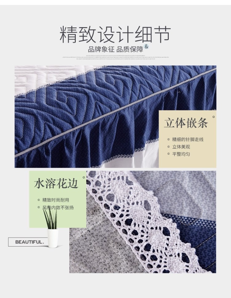Váy cotton chống trượt quilted bed bed bed cover one Piece cotton dày apron bed cover bảo vệ ren - Váy Petti 	chân váy giường