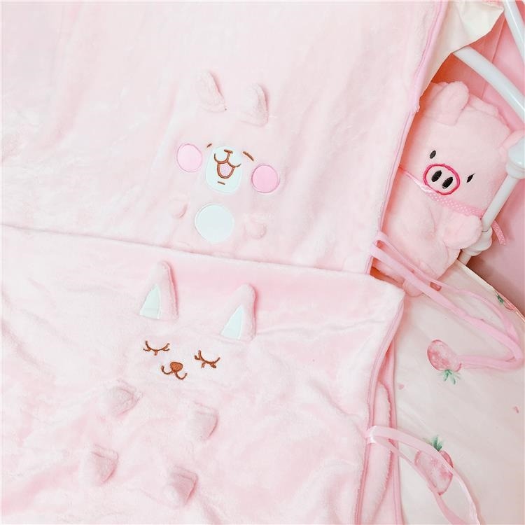 Ins gió trắng thỏ flannel san hô nhung điều hòa chăn ngủ trưa dễ thương phim hoạt hình nhỏ chăn - Ném / Chăn chăn cừu chữ vạn