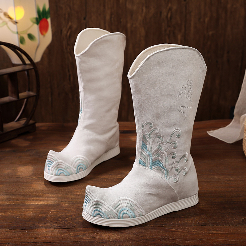 Ancient Style Boots with Hidden Height Increase, Traditional Chinese Style Boots for Men and Women, Ancient Martial Arts Couple Performance Shoes, Hanfu Round-Neck Robe Couple Shoes Ancient Style Boots with Hidden Height Increase, Traditional Chinese Style Boots for Men and Women, Ancient Martial Arts Couple Performance Shoes, Hanfu Round-Neck Robe Couple Shoes