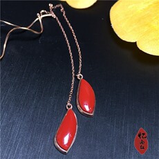 Серьги 忆南红 凉山南红玛瑙川料铁皮包浆鸡血红女耳环锦红耳线18k金镶嵌