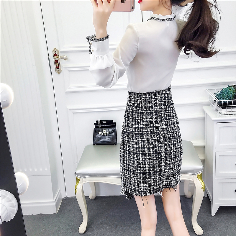 VK旗艦店 韓國風甜美時尚蝴蝶結甜美套裝長袖裙裝