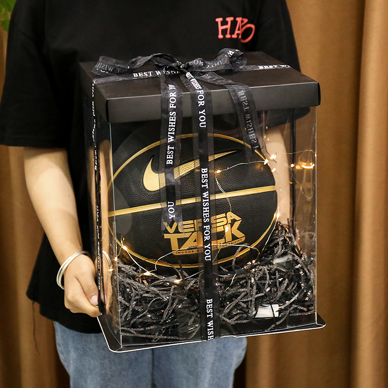 ins Large Transparent Square Gift Boxes for Basketballs, Extra Large Birthday Gift Boxes, Empty Gift Boxes