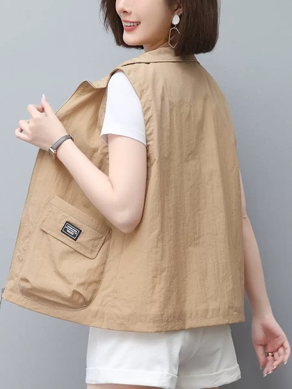 马甲防晒衣女夏季无袖薄款宽松大码透气时尚休闲百搭上衣背心外套