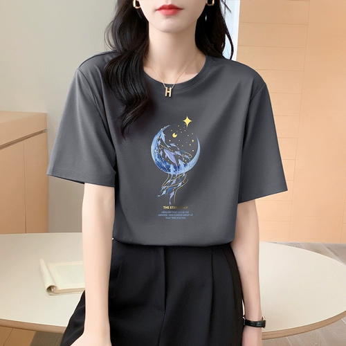 JOLIMENT Летняя шелковая дизайнерская футболка, большой размер, свободный крой, тренд сезона