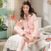 Phụ nữ mang thai cho con bú đồ ngủ giam giữ quần áo mùa hè cotton tinh khiết mùa hè mỏng dịch vụ tại nhà sau sinh 78 tháng bộ cho con bú thấm mồ hôi - Giải trí mặc / Mum mặc